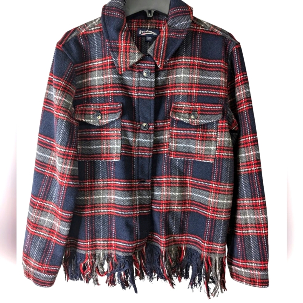 Freshmen Fringy Plaid Girls Jacket ..Size Medium (8/10)